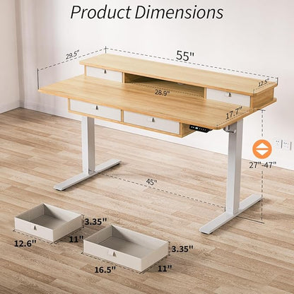 Kingant 55 x 30 Inch Electric Standing Desk - Image 3