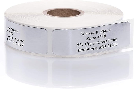 Silver Foil Personalized Return Address Labels Without Dispenser by ArtisticDirect