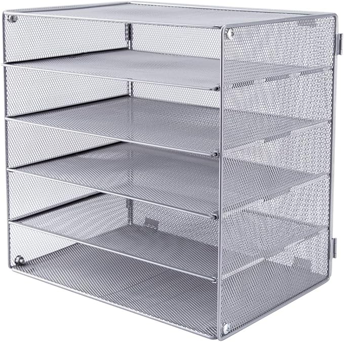 EASEPRES 5 Slot Mesh Desk Organizer Tray, File Paper Letter Folder Holder by EASEPRES