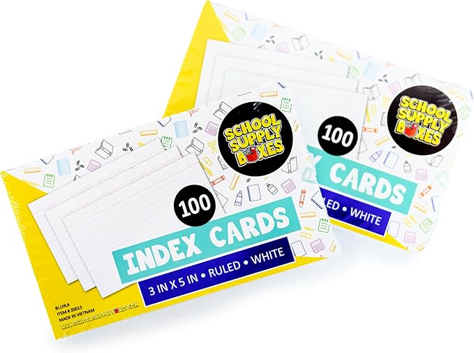 School Supply Boxes | 3x5 White Index Cards | 50 Pack | Lined in Front - Image 2