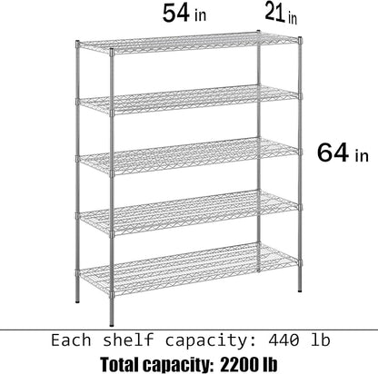 Regal Altair 21" Deep x 54" Wide x 64" Height Wire Shelving Kit | 5-Tier | NSF - Image 3