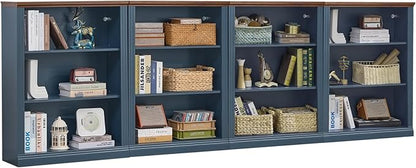 RWYHG 43" Blue Tall Bookshelf Set of 4, 3-Tier Thick Wooden Book Shelf by RWYHG