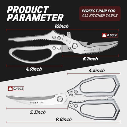 TIVOLI Kitchen Scissors Set Silver, Japanese Stainless Steel Kitchen Shears - Image 5