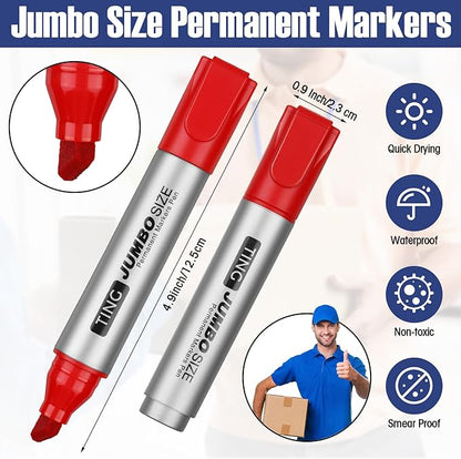 Fuutreo 16 Pcs Jumbo Size Permanent Markers Bulk Large Chisel Tip Permanent - Image 2