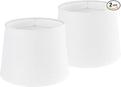 GO&SO Large White Texture Lamp Shades Set of 2, Drum Lampshades Replacemnt by GOSO