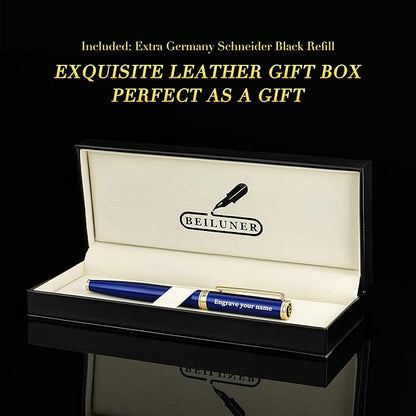 BEILUNER Blue Personalized Fountain Pen, Stunning Luxury Lacquer, 24K Gilded Nib - Image 6