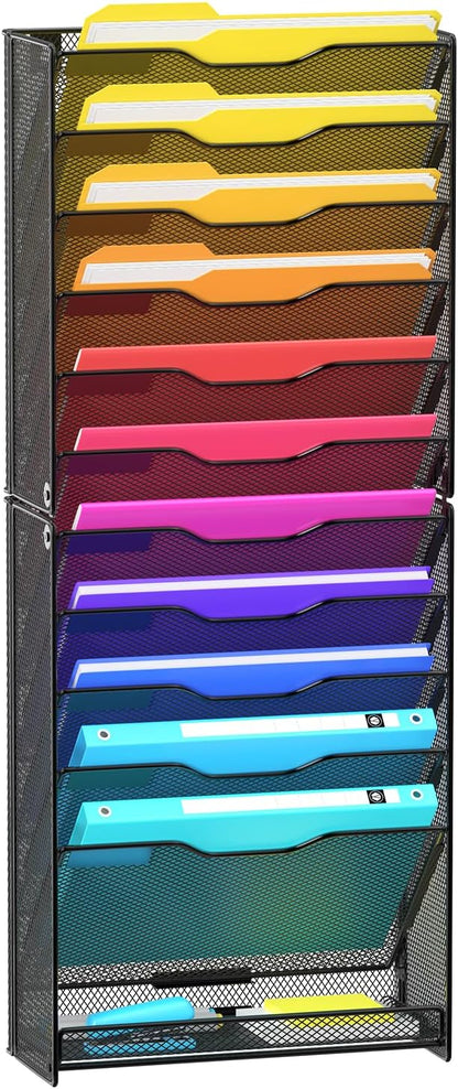 VEESUN 12 Tier Wall File Organizer, Mesh Letter Magazine Mail Wall File Holder - Image 7