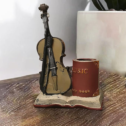 Jaugufiy Resin Violin Sculpture Pen Holder Pencil Holder Pen Organizer Cosmetic - Image 7