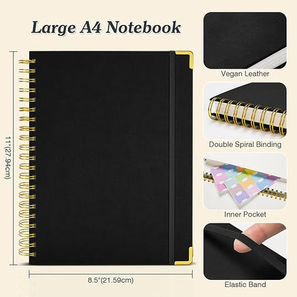 Bullet Dotted Journal Spiral Notebook, 300 Pages Leather Notebooks - Image 5