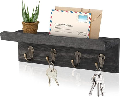 HRONRAD Rustic Key Holder for Wall, Farmhouse Wall Shelf by Hronrad