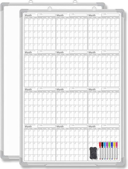 Lincia 36" x 24" Magnetic Vertical Yearly 12 Month Dry Erase Calendar by Lincia