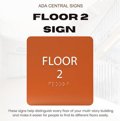 Grey w/Black ADA Floor 2 Sign - Image 6