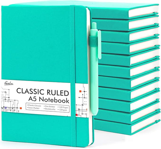 feela 12 Pack Notebooks Journals Bulk, Hardcover Notebook Classic Ruled Lined by feela