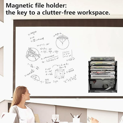 KZWKRG 6 Tier Magnetic File Holder, Large Capacity Mesh Hanging Wall Organizer - Image 7