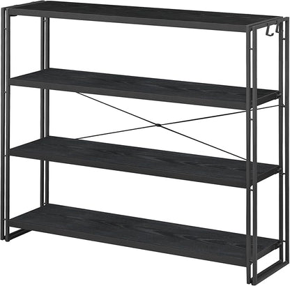 HCHQHS Bookshelf, 4-Tier Industrial Bookcase, Freestanding Tall Bookshelves by HCHQHS