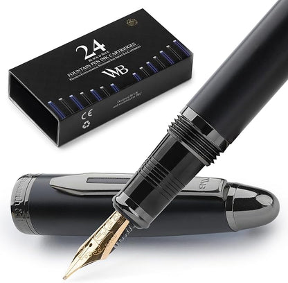 Wordsworth & Black Majesti Fountain Pen-, Luxury Case, 24K Gold Finish; 18K by WordsworthBlack