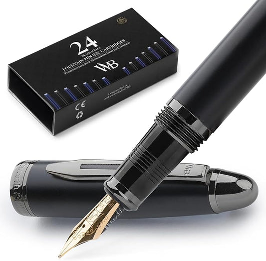 Wordsworth & Black Majesti Fountain Pen-, Luxury Case, 24K Gold Finish; 18K by WordsworthBlack