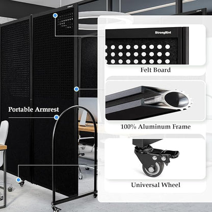 Folding Room Partition, Freestanding Privacy Divider, Portable Office Divider - Image 4