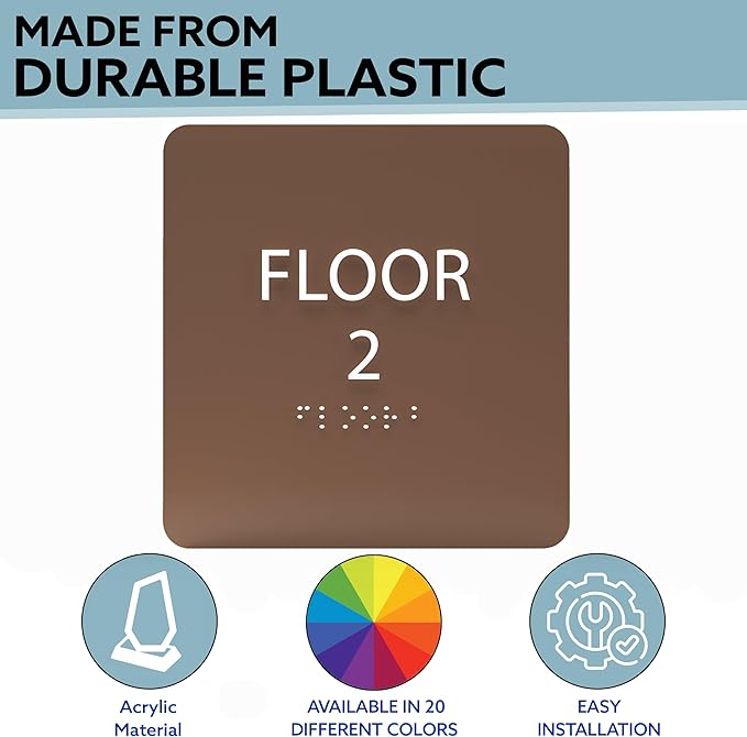 Navy ADA Floor 2 Sign with Braille – Made from Durable Acrylic and Ready to - Image 2