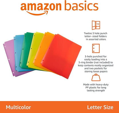 Amazon Basics Plastic 3 Hole Punch Folders - Image 2
