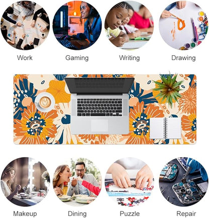 QIYI Large Desk Pad, Floral Mouse Pad Desktop Decor, Waterproof PU Leather Desk - Image 7