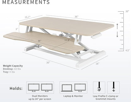 VIVO 36 inch Desk Converter, K Series, Height Adjustable Sit to Stand Riser - Image 3