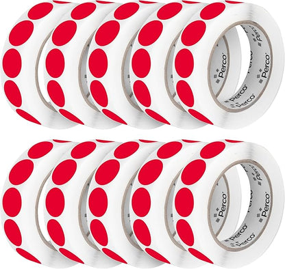 Perco Red 1-Inch Perforated Circle Dot Sticker Labels — 10 Rolls, 000 Round by Perco