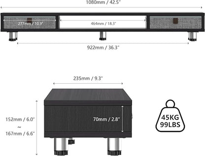 Fenge Dual Monitor Stand with 2 Drawers, 42.5 Inches Large Computer Riser - Image 3