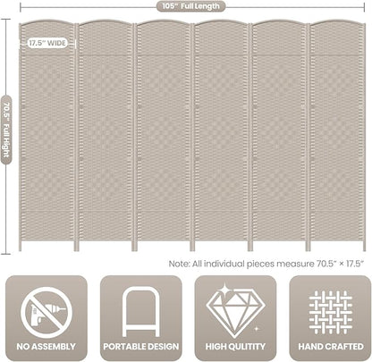 Cocosica 6 Panel Room Divider, 6Ft Folding Privacy Screen, Tall - Image 3