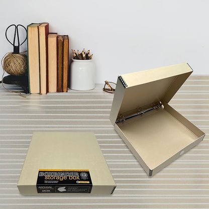 Lineco, Archival Tan 3-Ring Binder Preservation Album Box 12.25 x 11.25 x 2 - Image 8