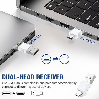 White USB C Presentation Clicker, Volume Control Wireless Presenter, RF 2.4GHz - Image 2