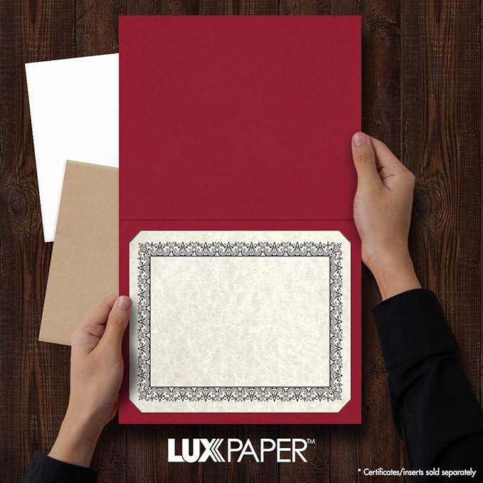 LUXPaper 9.5" x 12" Certificate Holders | Burgundy Linen | 100lb. Cover | 100 - Image 3
