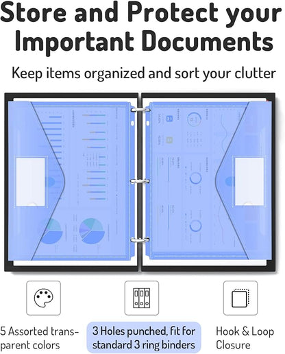 Forvencer Binder Pocket, 10 Pack Super Heavyweight Plastic Folders - Image 2