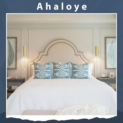Ahaloye Gold Plug in Wall Sconce Set of 2, Modern Swing Arms Wall Lamp - Image 4