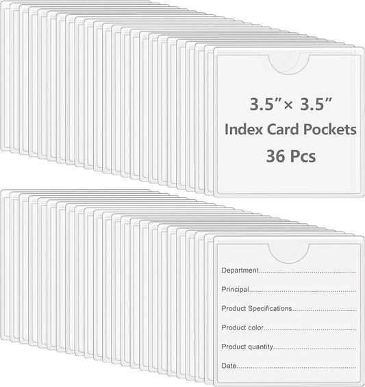 36 Pack Adhesive 3.5" x 3.5" Index Card Pockets by BESARME