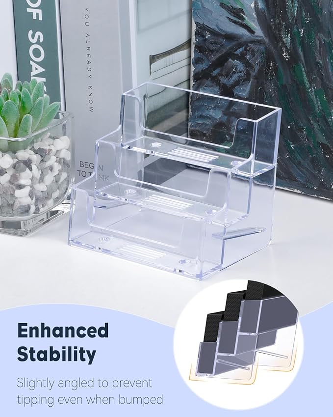 Uniclife 4 Pack Acrylic Business Card Holder - Image 4