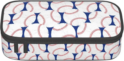 Baseball Blue White Ball Pencil Case Big Capacity Storage Pencil Pouch - Image 2