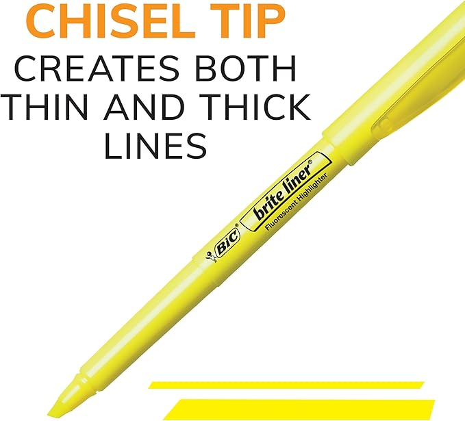 BIC Brite Liner Highlighters, Chisel Tip, 12-Count Pack of Green Highlighters - Image 4
