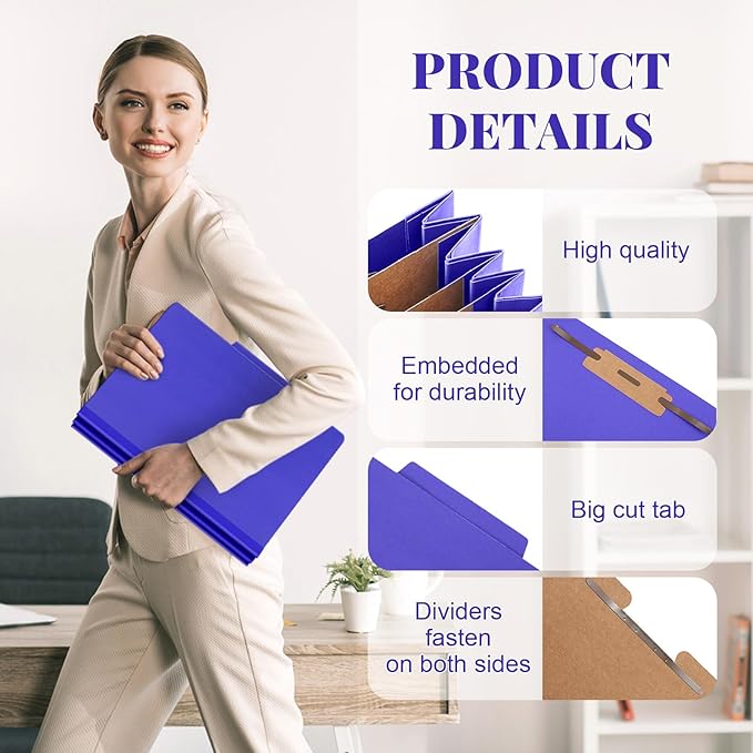 Skyygemm 36 Pcs Classification Folders Letter Size, 3 Divider Pressboard File - Image 3