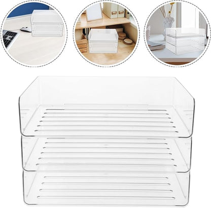 COHEALI Stackable Desk Organizer Tray Transparent Wide Paper Holder - Image 7