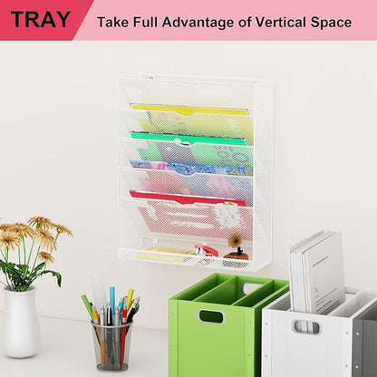 GDINDINFAN Hanging Wall File Organizer 6 Tier Wall Mounted File Holder Document - Image 7