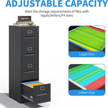 Yukimo 4 Drawer File Cabinet, Vertical File Cabinet - Image 7