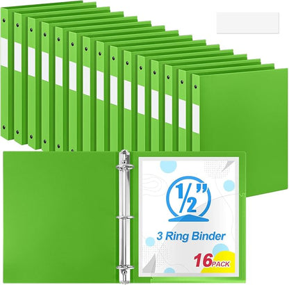 Henoyso 16 Pcs 3 Ring Binder 0.5 Inch Round Fits Letter Size 8.5'' x 11'' Paper by Henoyso