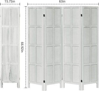 Leesinwing Wood Room Divider 4 Panel Folding Privacy Screen, Classic 5.6Ft - Image 5