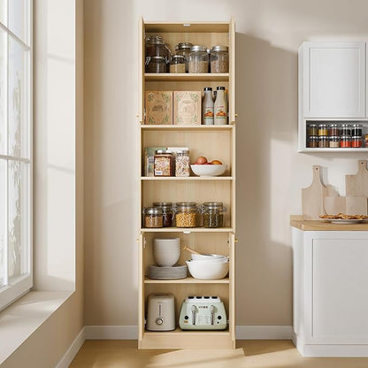 Cozy Castle Kitchen Pantry Cabinet, 4 Doors Open Countertop Utility Hutch - Image 5