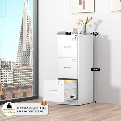 INTERGREAT 3 Drawer File Cabinet, Locking Tall File Cabinets - Image 3