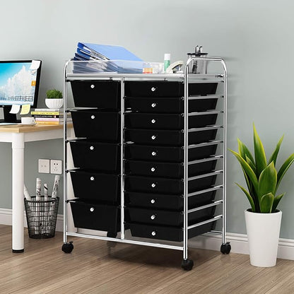 HAPPYGRILL 15-Drawer Rolling Cart, Storage Carts - Image 3