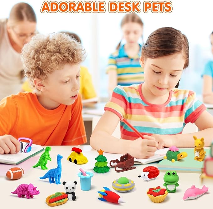 140 Pack Animal Erasers for Kids 3D Puzzle Mini Pencil Eraser Bulk Desk Pets - Image 7