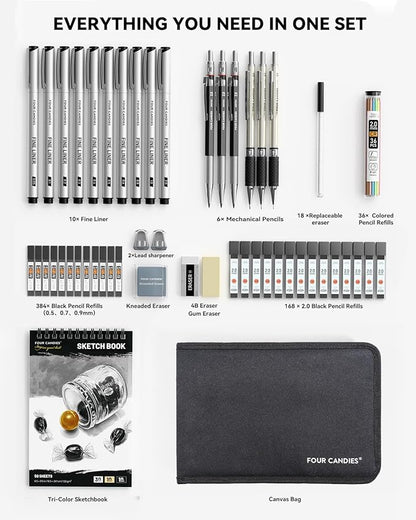 Four Candies 52pcs Art Supplies Sketching & Drawing Kit - Image 9