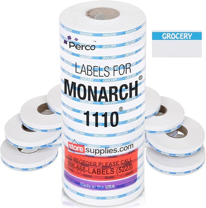 Perco Blue Reverse Print on White Grocery Labels to fit Monarch 1110 Price Gun by Perco